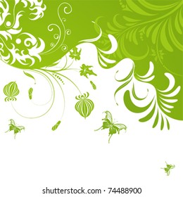 Floral Background with butterfly, element for design, vector illustration