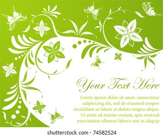 Floral Background with butterfly, element for design, vector illustration
