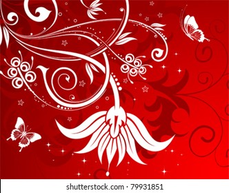 Floral Background with butterfly, element for design, vector illustration