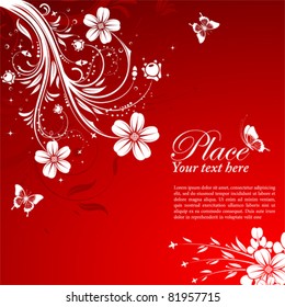 Floral Background with butterfly, element for design, vector illustration