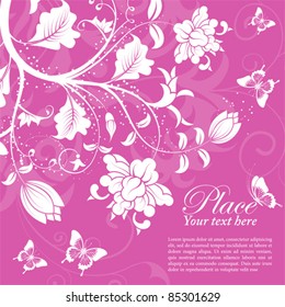Floral Background with butterfly, element for design, vector illustration
