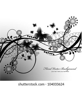 Floral background with butterfly. Vector