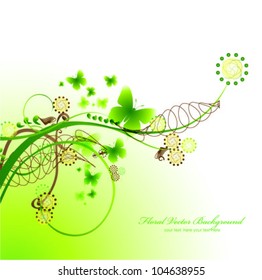 Floral background with butterfly. Vector