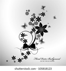 Floral background with butterfly. Vector