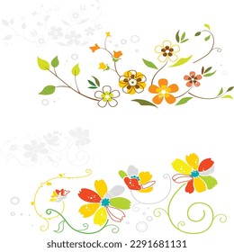 Floral background with butterfly in vector format