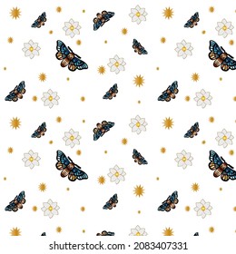 Floral background. Сolored butterfly.Floral  pattern for textures, textiles and simple backgrounds. Flat style.Simple print block for apparel textile, ladies dress fabric,  shirt, fashion garment.