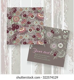 Floral background, can be used as creating card, invitation card for wedding, birthday and other holiday, save the date. Pattern under mask. Original floral background, greeting card .