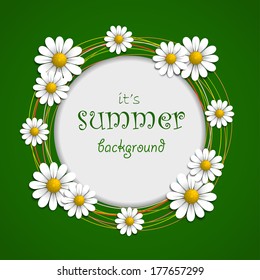 Floral background with chamomile, vector illustration