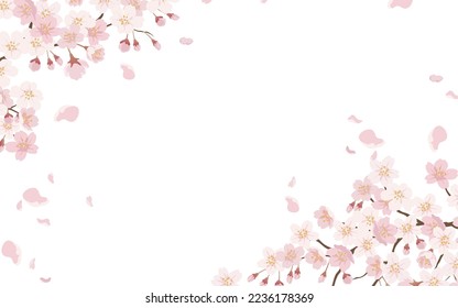 Fondo Floral Con Flores De Cerezo En Bloom Completo Aislado En Una Imagen Vectorial De Fondo Blanco