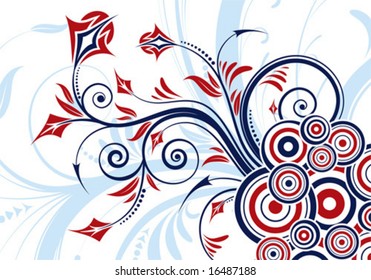 Floral background with circle, element for design, vector illustration