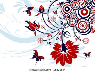 Floral background with circle, element for design, vector illustration