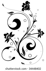 Floral Background with circle, element for design, vector illustration