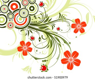 Floral background with circle, element for design, vector illustration