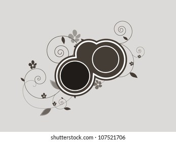 Floral background with circles for text in vector