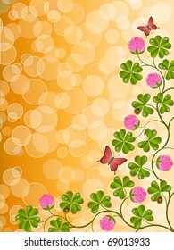 Floral background with a clover. Vector illustration.