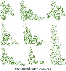 Floral background. Collection of design elements isolated on White background. Vector illustration