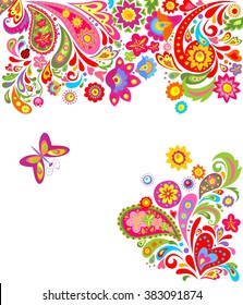 Floral background with colorful abstract flowers