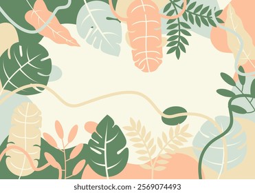 floral background with colorful leaves vector.