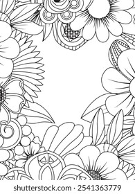 Floral background for coloring book. Black and white vector illustration.