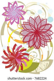 Floral background composition. All elements are separated in layers for easy manipulation and editing.