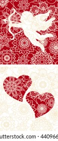 Floral background with Cupid. All elements and textures are individual objects. Vector illustration scale to any size.