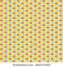 Floral background with daisies. Summer botanical seamless pattern with silhouettes of blooming flowers. Cartoon flat style.
 Simple meadow flowers isolated. Fabric and textile design.

