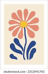 Fondo floral con flor de margarita. Ilustración vectorial para su diseño. Imagen de arte mural