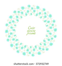 Floral background with daisy, vector illustration. Daisy wreath. Hand drawn doodle.