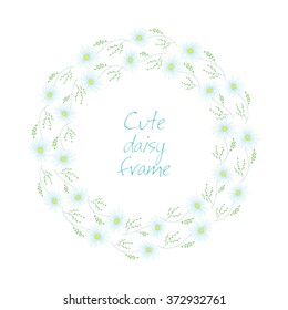 Floral background with daisy, vector illustration. Daisy wreaths. Hand drawn doodles.