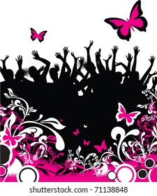 floral background with dancers