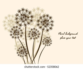 fondo floral Dandelion.Papel tapiz vectorial