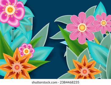 floral background with dark blue base color
