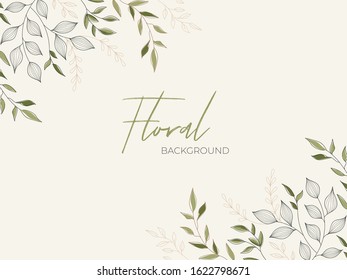 Floral Background Decorated with Leaves Branch.