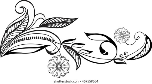 Floral background with decorative branch. Hand drawn.