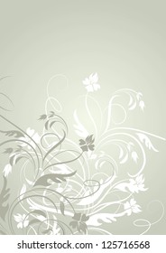 Floral background with decorative branch. Vector illustration.