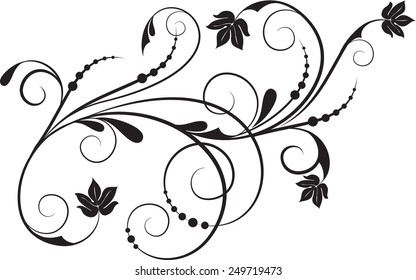 Floral background with decorative branch. Vector illustration.
