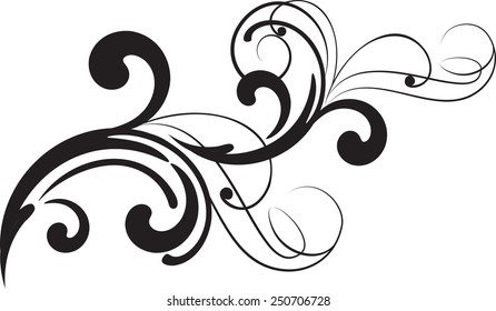 Floral background with decorative branch. Vector illustration.