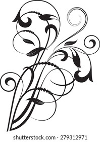 Floral background with decorative branch. Vector illustration.