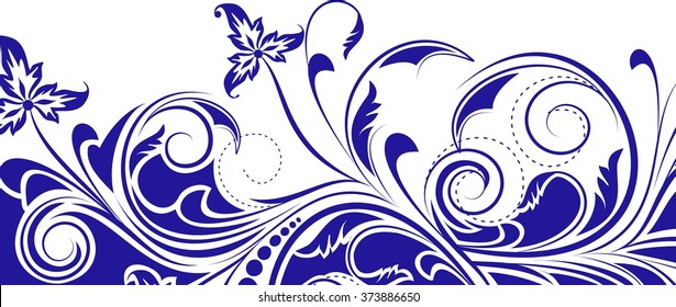 Floral background with decorative branch. Vector illustration.