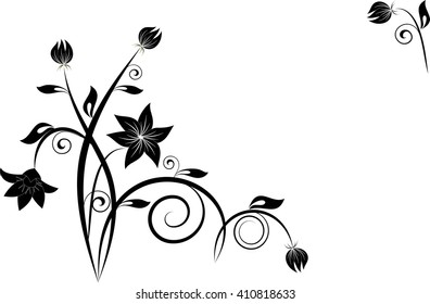 Floral background with decorative branch. Vector illustration.