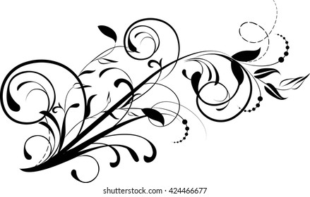 Floral background with decorative branch. Vector illustration.