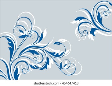 Floral background with decorative branch. Vector illustration.