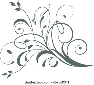 Floral background with decorative branch. Vector illustration.