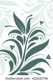 Floral background with decorative branch. Vector illustration.