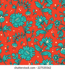 Floral background with decorative flowers and abstract elements