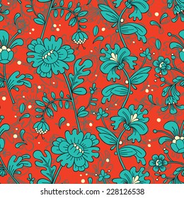 Floral background with decorative flowers and abstract elements.