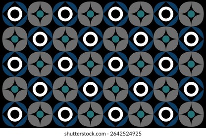 Floral background design art. Indonesian batik-inspired background with bold floral motifs and ethnic style symmetry, combining circular layers in a structured pattern that reflects cultural artistry.
