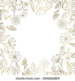 Diseño de fondo floral flama Línea de dibujo Oro 