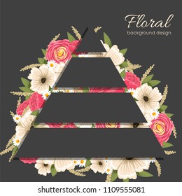 Floral background design with geometric elements. Abstract vector illustration
