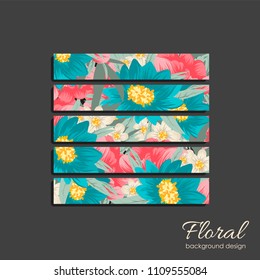 Floral background design with geometric elements. Abstract vector illustration